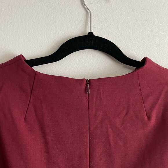 MM Lafleur Women 16 Bordeaux Washable Wool Twill Mock Neck Farnoosh Sheath Dress - Picture 10 of 11